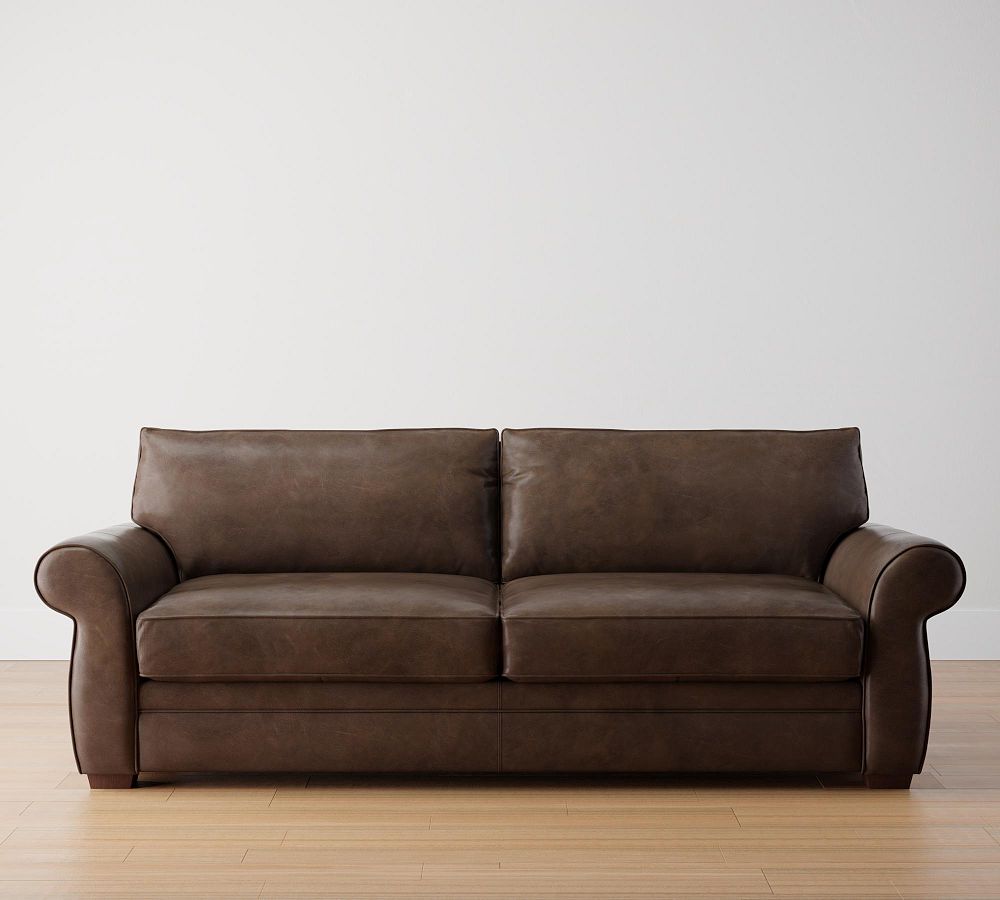 Pearce Roll Arm Leather Sofa (73&quot;&ndash;99&quot;)