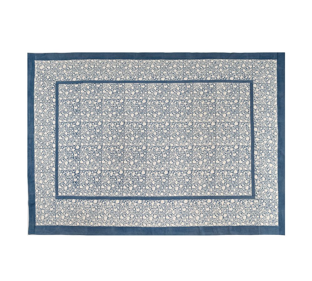 Open Box: Carmel By the Sea Block Print Cotton Tablecloth