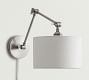 Linen Drum Shade Plug-In Articulating Sconce