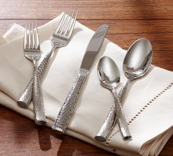 Shiny Hammered Handcrafted Flatware Sets | Pottery Barn