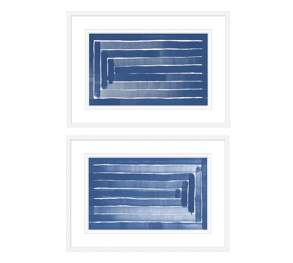 Linear Blue Paper Prints