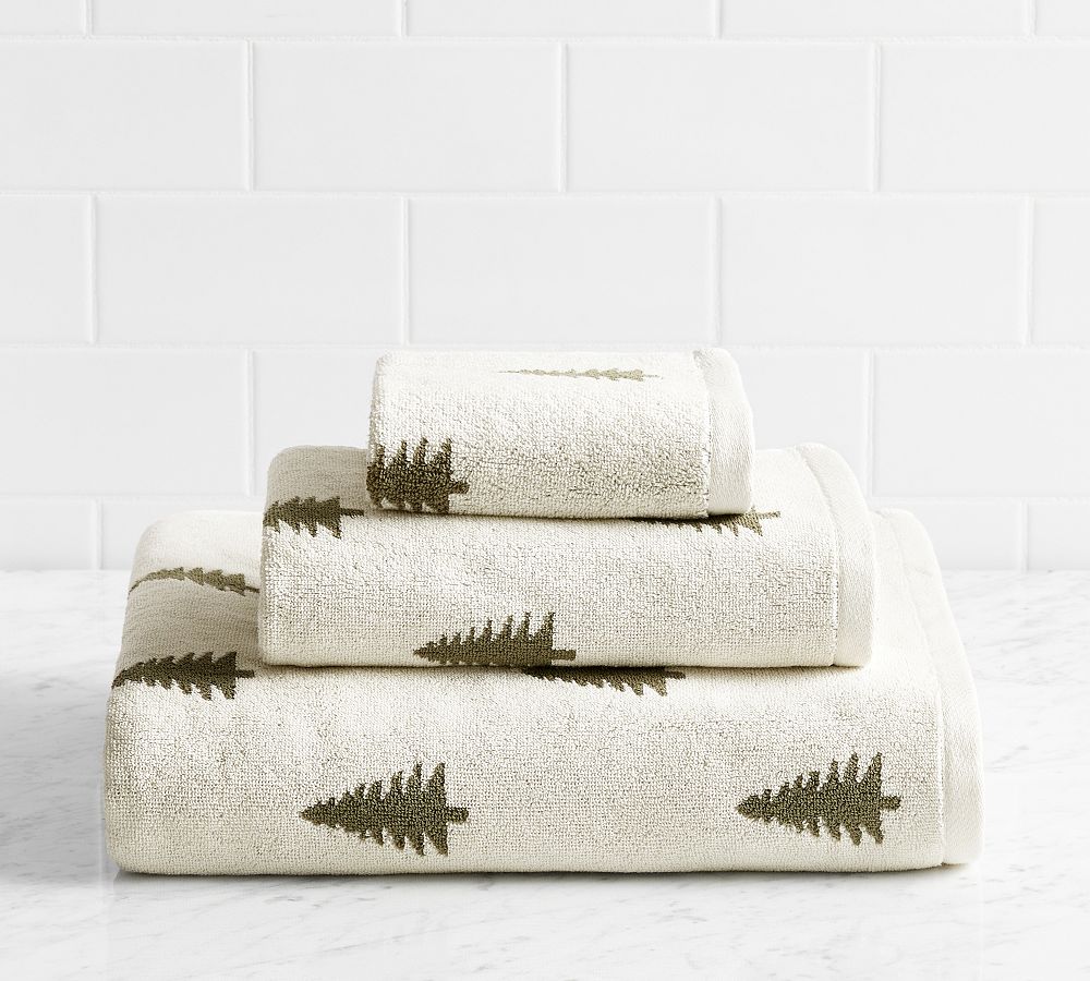 Pine Tree Reversible Jacquard Hand Towel