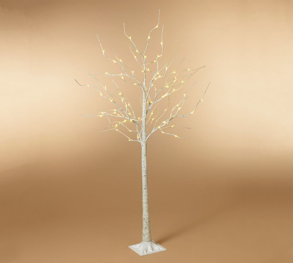 Lit Icy White Birch Tree - 71&quot;