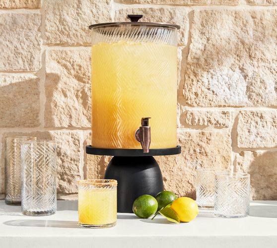 Sweet July Herringbone Handcrafted Glass Drink Dispenser & Stand
