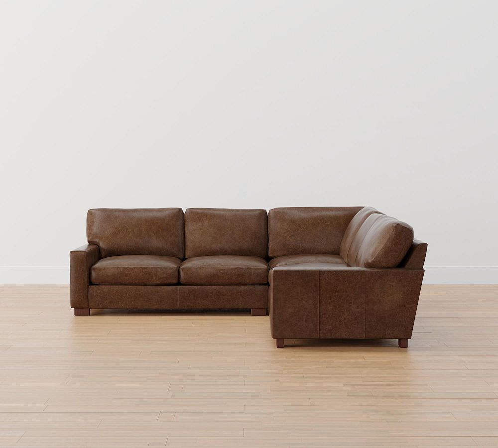 Turner Square Arm Leather 3-Piece L-Sectional