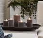 Premium Flickering Flameless Wax Pillar Candles - Linen Textured Charcoal