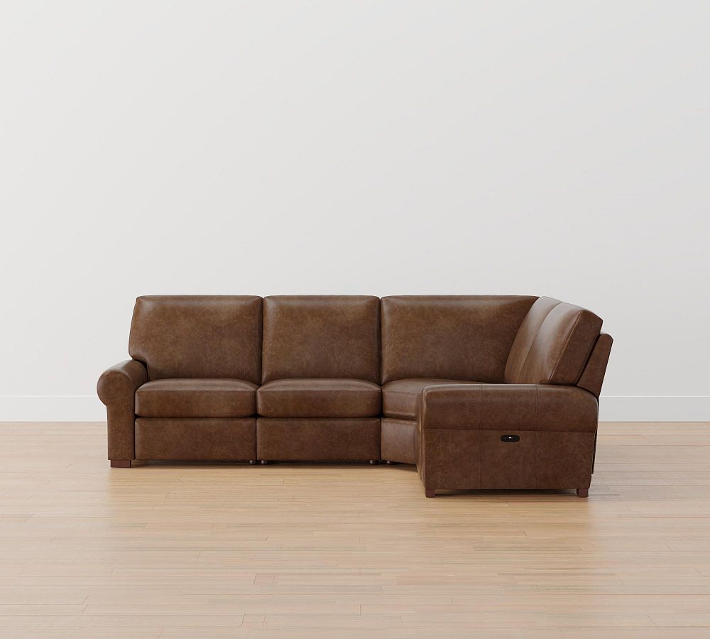 Turner Roll Arm Leather Reversible Power Reclining Sectional (115&quot;&ndash;128&quot;)