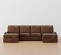Turner Roll Arm Leather Power Reclining Double Chaise Sectional (135&quot;&ndash;160&quot;)