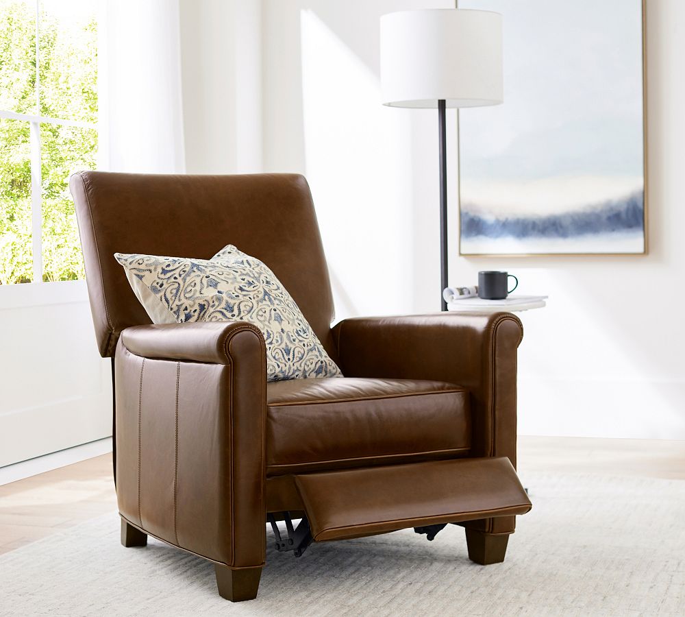 Pottery barn leather lounge outlet chair