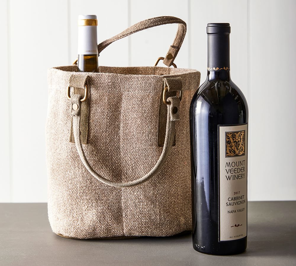 Mason Natural Linen/Cotton Double Wine Bag