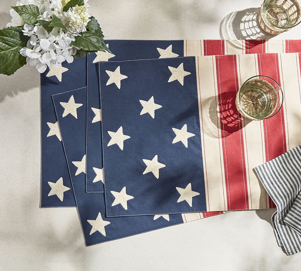 American Flag Cotton Placemats - Set of 4
