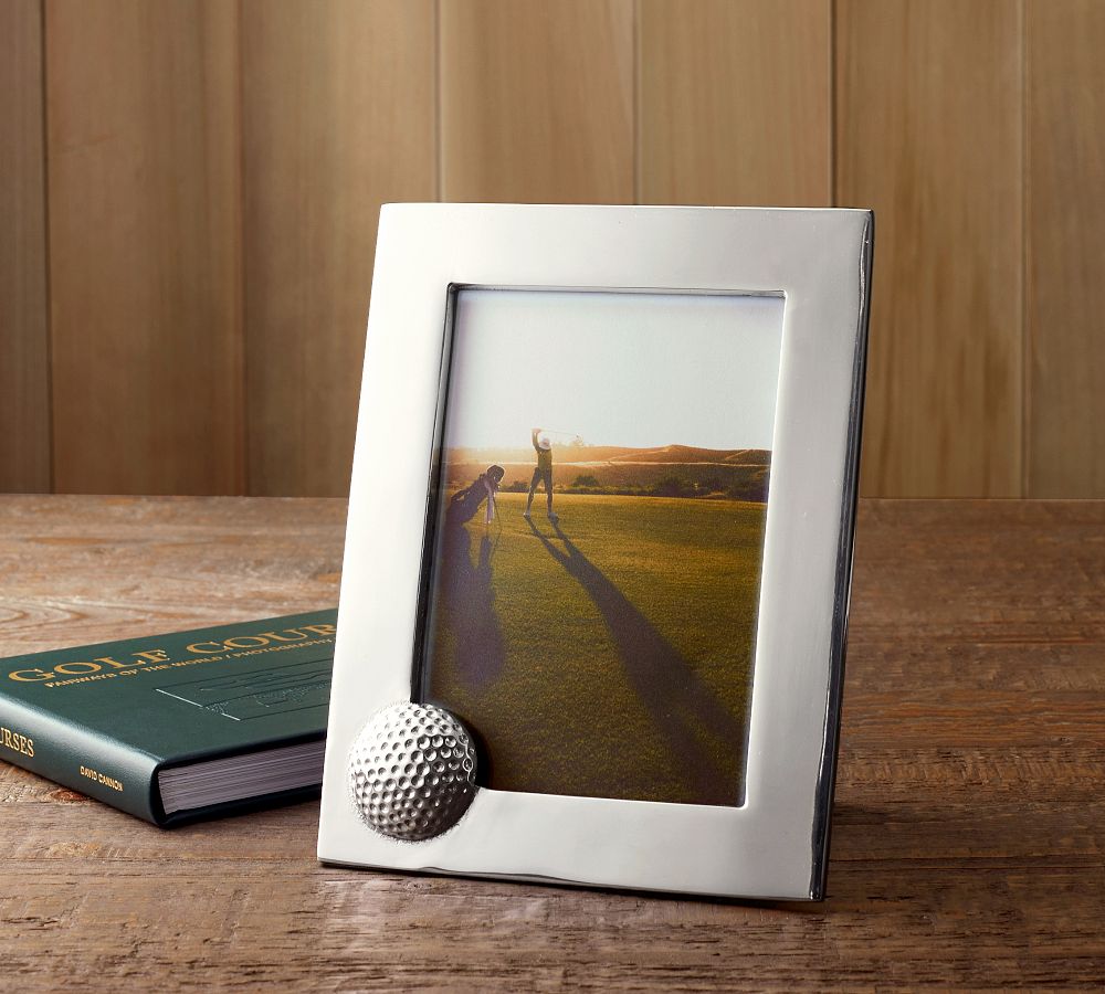 Golf Ball Metal Picture Frame -  5&quot; x 7&quot;