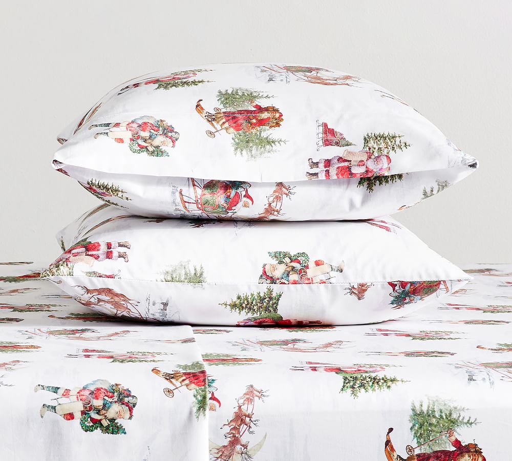 Nostalgic Santa Percale Pillowcases - Set of 2