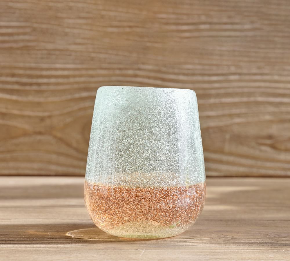 Handcrafted Recycled Sea Glass Stemless Wine Glasses