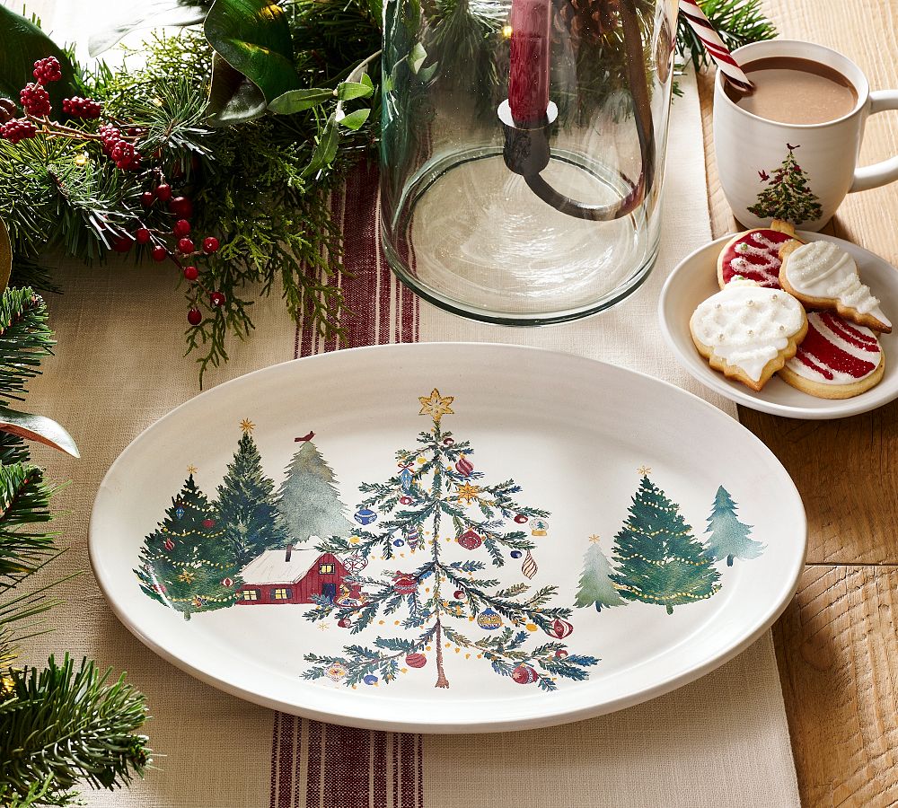 Christmas in the Country Oval Stoneware Serving Platter