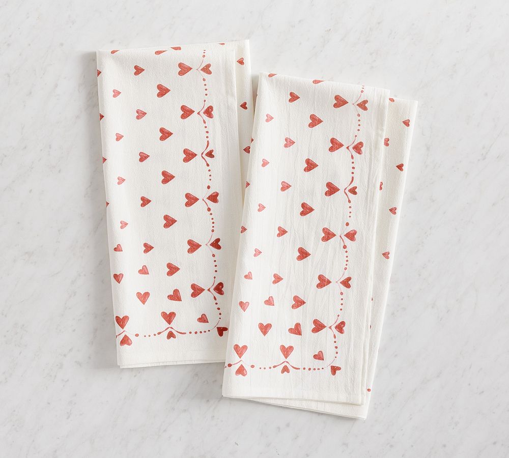 Painted Hearts Tea Towels - Set of 2