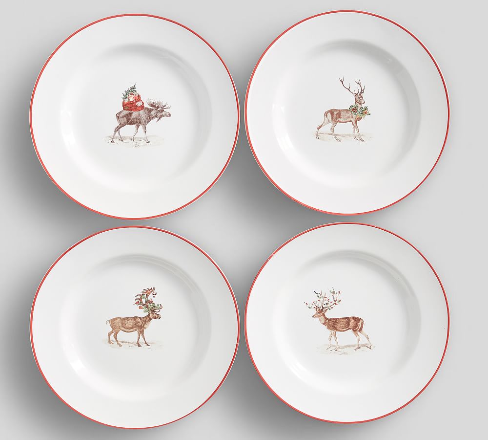 Silly Stag Salad Plates, Set of 4 - Assorted