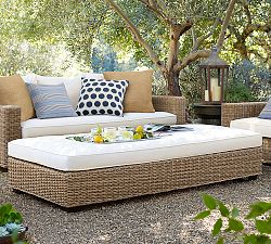 Torrey Wicker Grand Outdoor Coffee Table Ottoman (77&quot;)