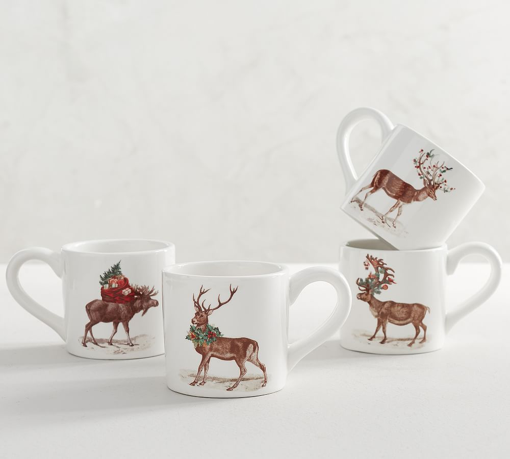 Silly Stag Mugs, Set of 4 - Assorted