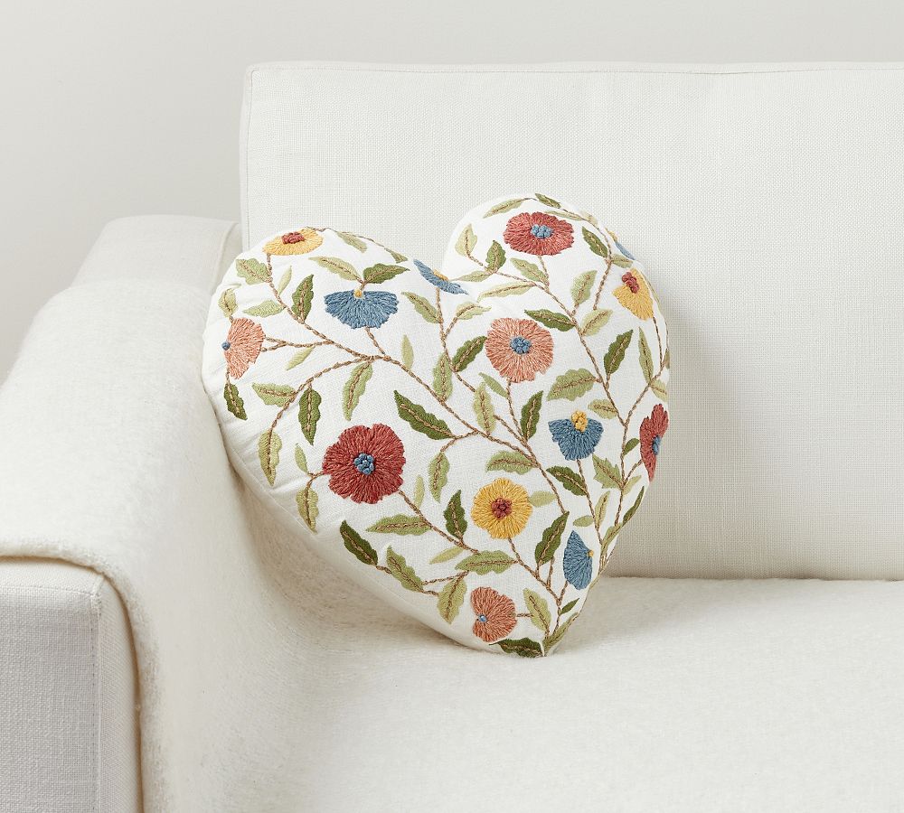 Spring Floral Heart Shaped Pillow