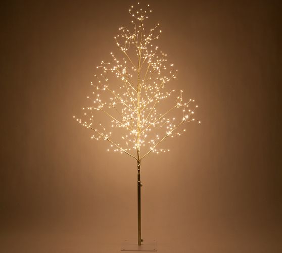 Gold Shimmer Fairy Light Trees with LED Lights | Pottery Barn