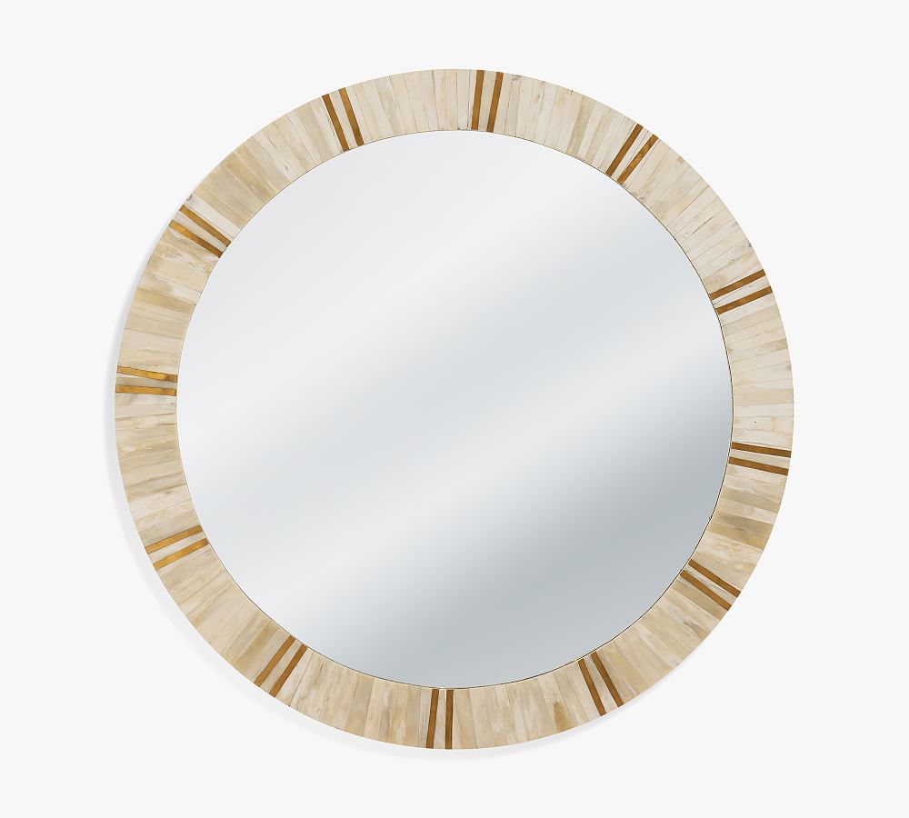 Coco Round Bone Mirror - 30" | Pottery Barn