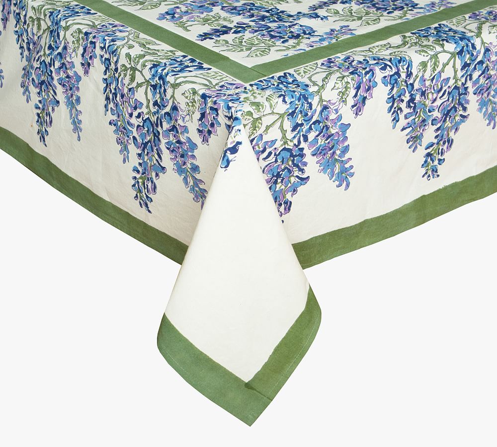 Wisteria Blockprint Cotton Tablecloth