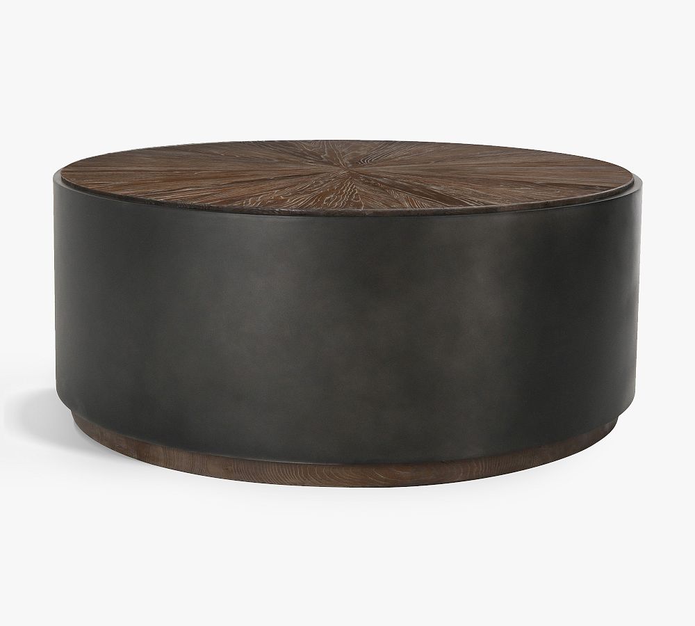 Brockton Round Black and Brown Reclaimed Wood Coffee Table