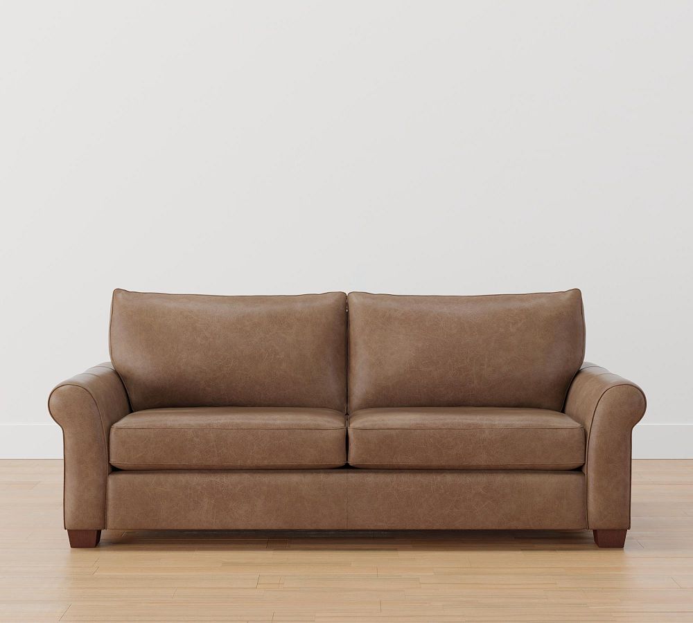 PB Comfort Roll Arm Leather Sofa