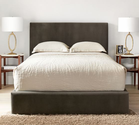 Raleigh Square Upholstered Platform Bed | Pottery Barn