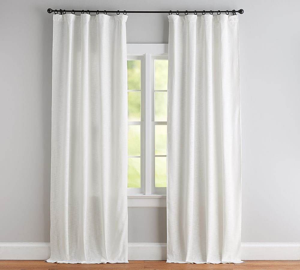 Custom Seaton Textured Cotton Curtain - White