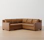 York Square Arm Leather 3-Piece L-Shaped Sectional (94&quot;)