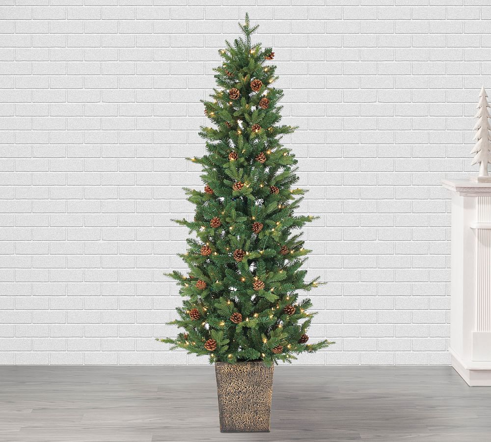 Lit Faux Potted Natural Cut Georgia Pine Tree