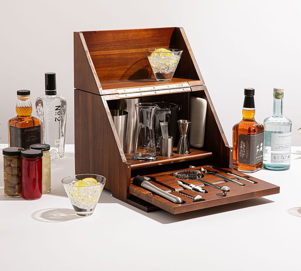 Classic Bar Cabinet &amp; Mixologist Tool Set