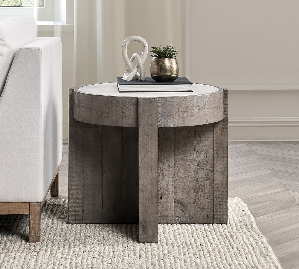 Opal Round Reclaimed Wood Accent Table
