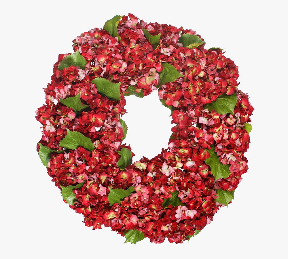Faux Red Hydrangea Wreath