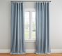 Open Box: Custom Belgian Flax Linen Blackout Curtain - Blue Chambray