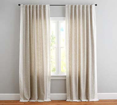 Emery Border Linen Curtain | Pottery Barn