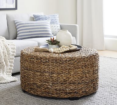 Woven Abaca Round Coffee Table | Pottery Barn