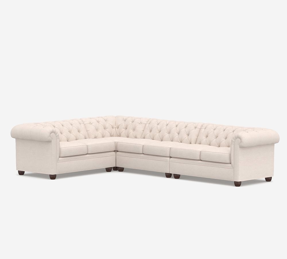 Chesterfield Roll Arm 4-Piece Reversible Grand Sectional