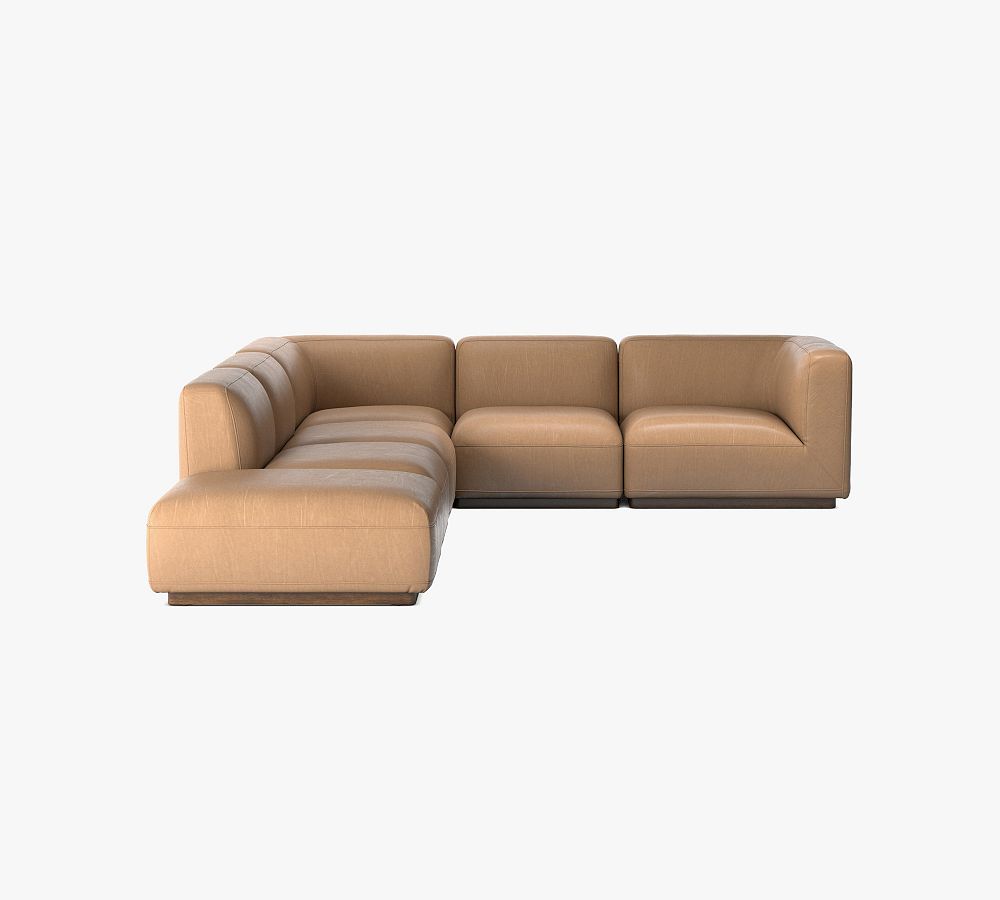 Mila Leather 5-Piece Grand L-Shaped Sectional