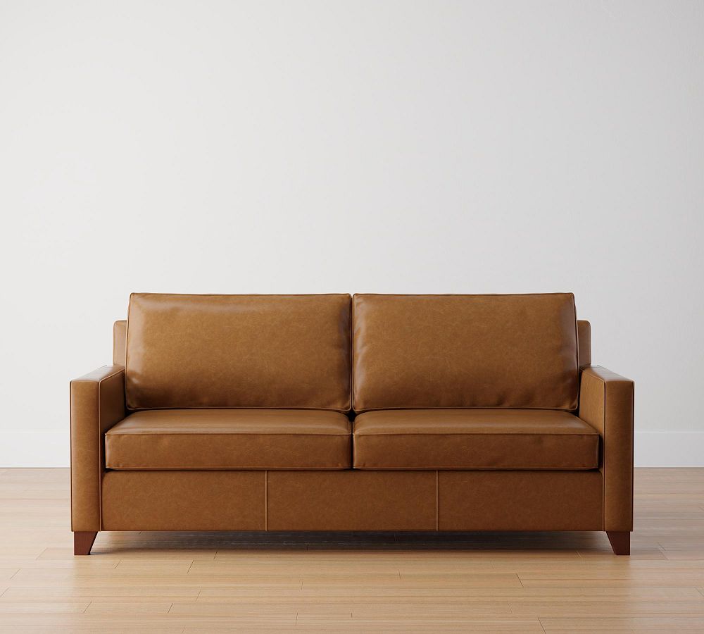 Cameron Square Arm Leather Sofa (62&quot;&ndash;97&quot;)