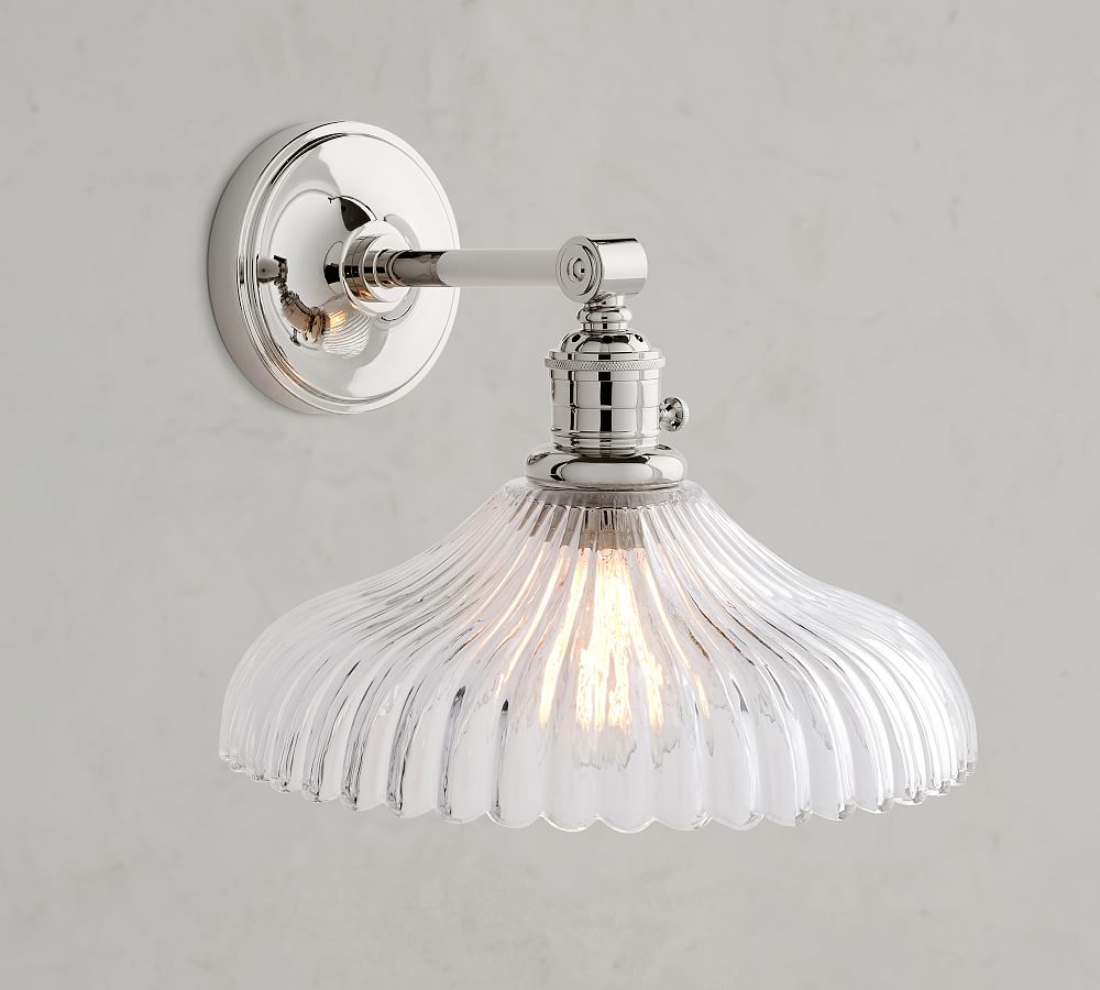 Straight Arm Sconce - Fluted Glass
