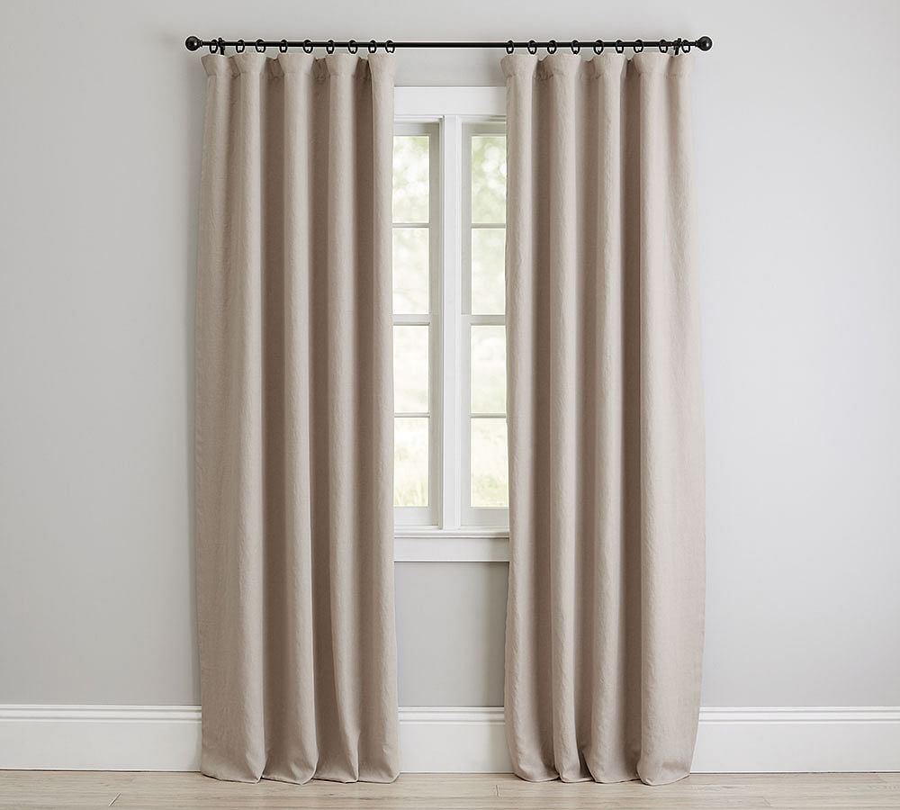 Custom Belgian Flax Linen Curtain - Dark Flax