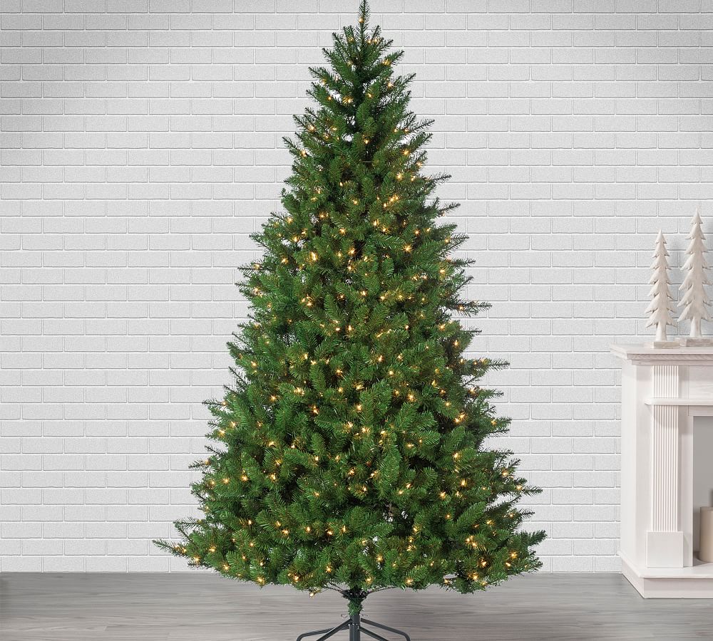 Lit Stone Pine Faux Christmas Tree - 7.5 Ft.