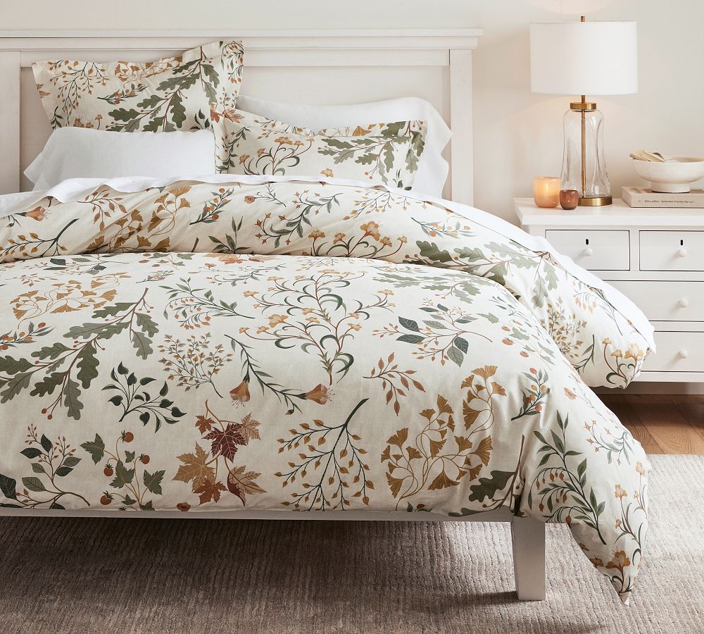 King- Autumn Botanical Percale Duvet Cover