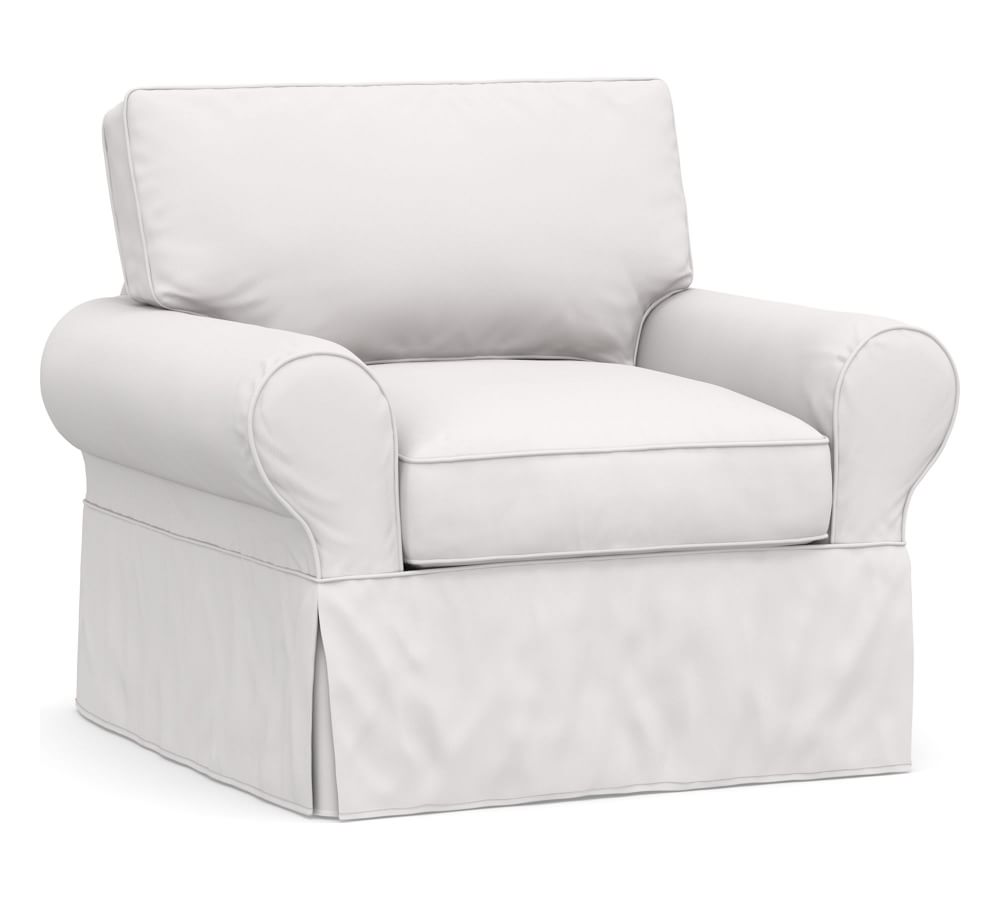 PB Basic Armchair Slipcover, Twill White