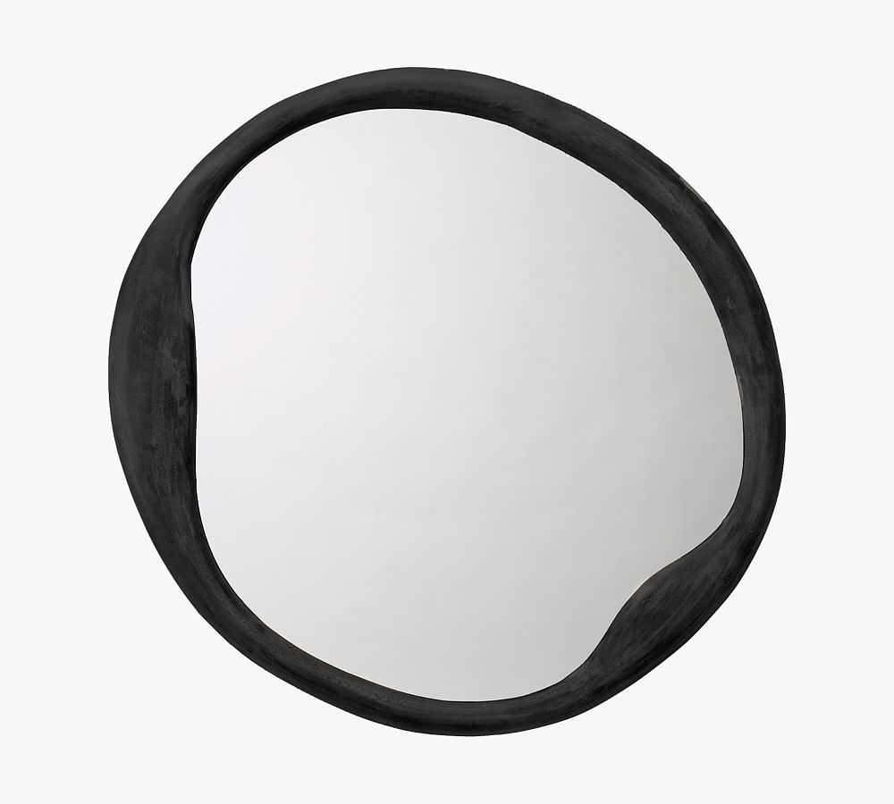 Alora Black Round Wall Mirror with Organic Aluminum Frame