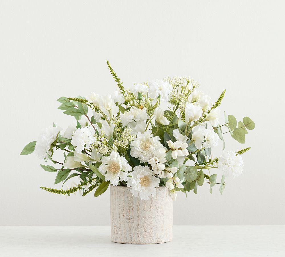 Faux Composed White Blooms By Juliet