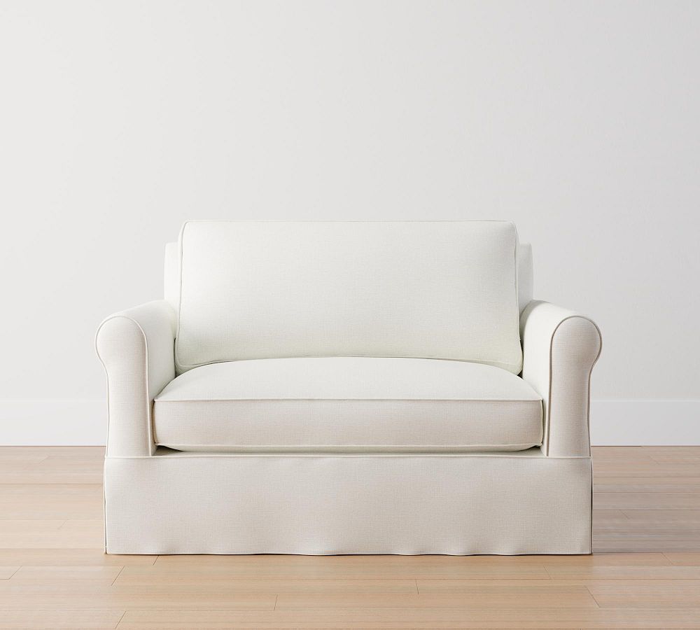Cameron Roll Arm Slipcovered Twin Sleeper Sofa with Memory Foam Mattress